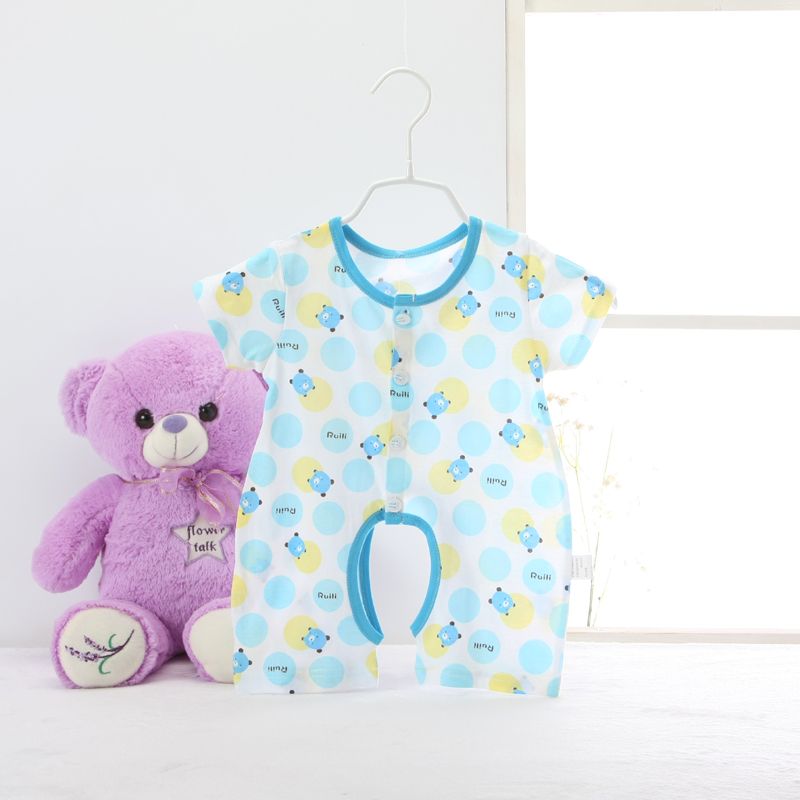 Baby summer rompers short sleeves round collar clothes one-piece