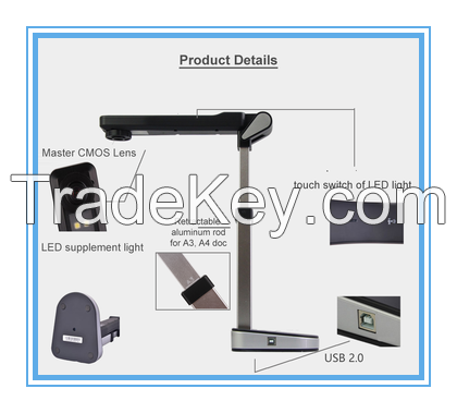 USB 2.0 OCR Government Equipment A3 Size Visual Presenter ZL-500A3