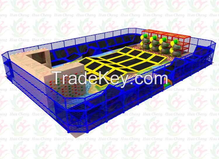 small indoor trampoline park with obstacle course end latitude and rock climbing activity centre