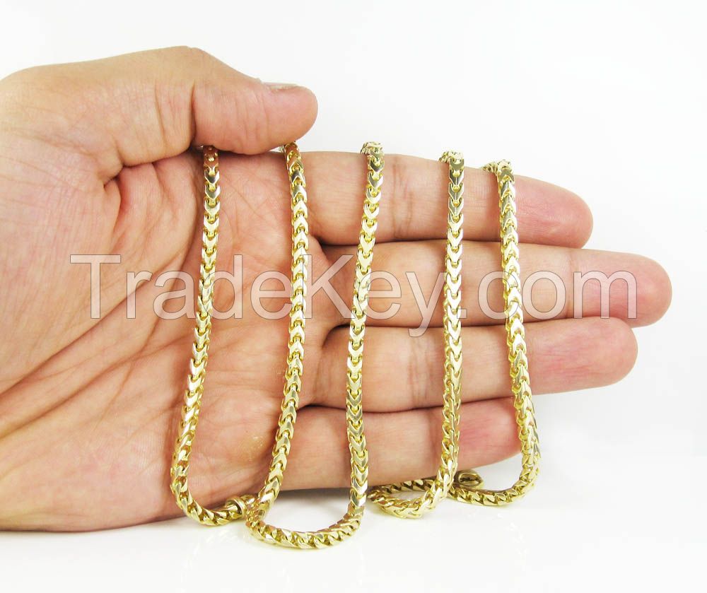 14K Yellow Gold Franco Link Chain 36 Inch 3.65mm