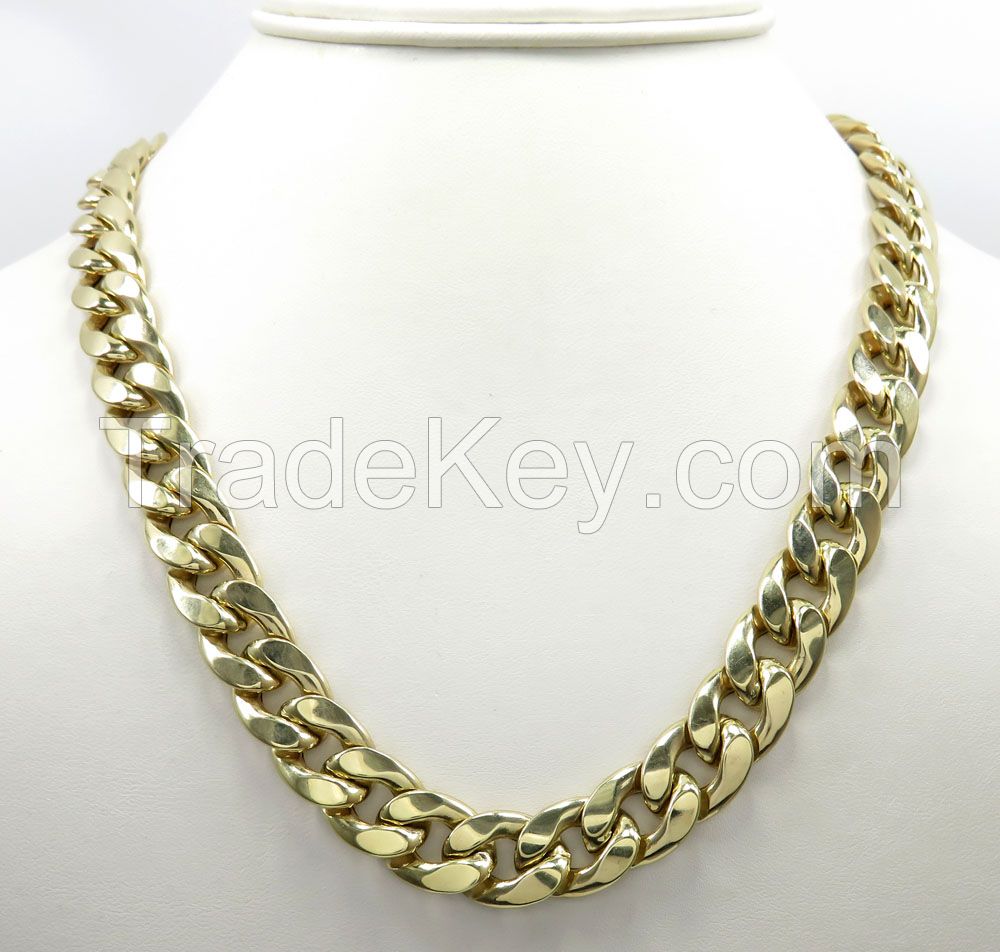 10k Yellow Gold Thick Reversible Two Tone Miami Chain 26 Inch 12.50mm