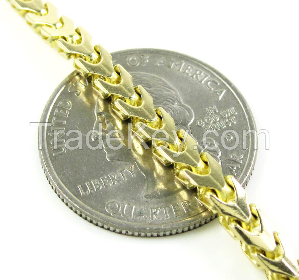 14K Yellow Gold Franco Link Chain 36 Inch 3.65mm