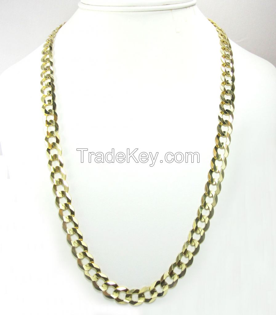 10K White Gold Solid Franco Link Chain 30-40 Inch 6mm