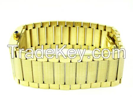 Mens 14K Yellow Gold Geneve Quartz Watch