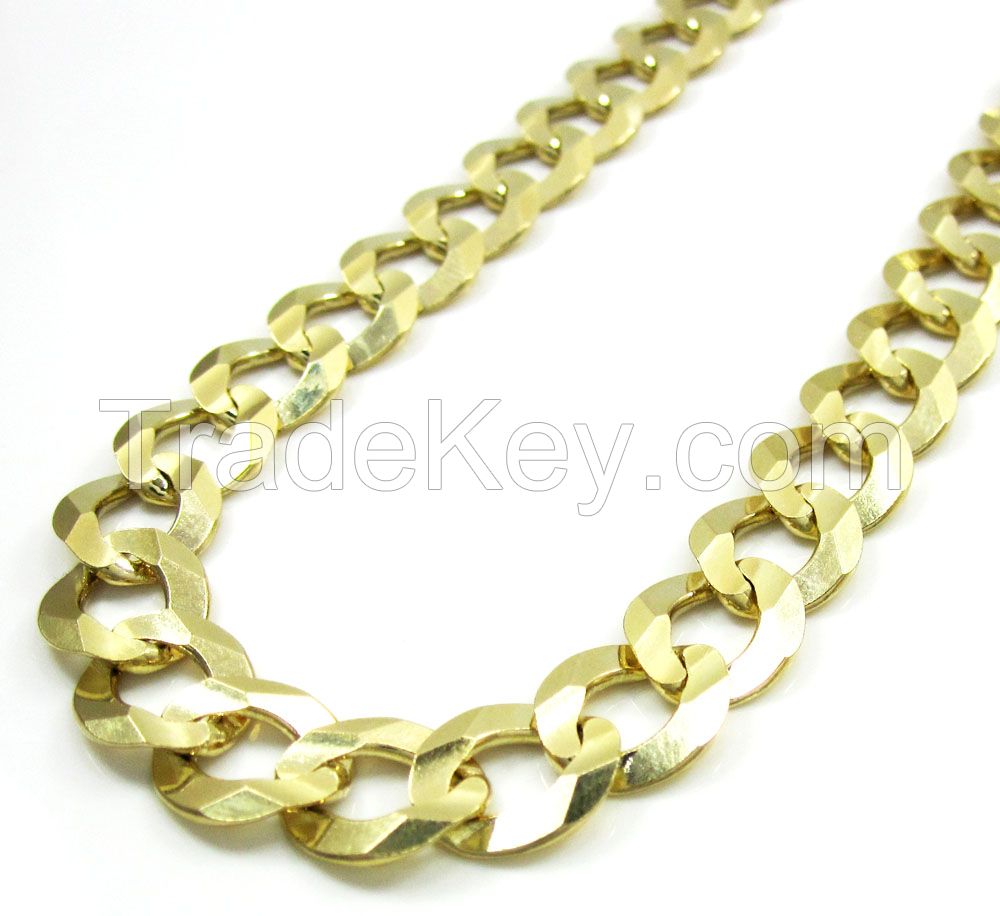 10K White Gold Solid Franco Link Chain 30-40 Inch 6mm