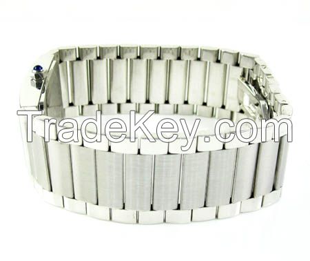 Mens 14K White Gold Geneve Quartz Watch