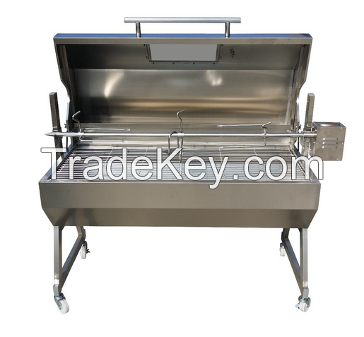 stainless steel roaster , Portable Barbecue with lid, charcoal grill, charcoal rotisserie