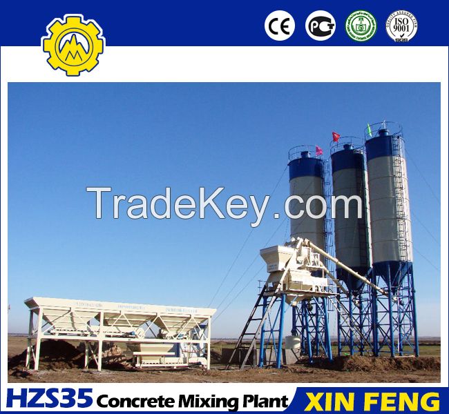 HZS35 concrete mixing plant with skip hoist