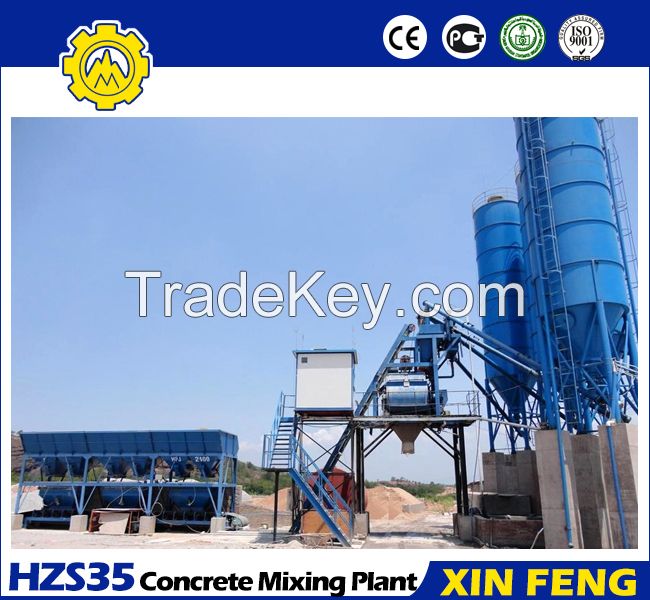 HZS35 concrete mixing plant with skip hoist