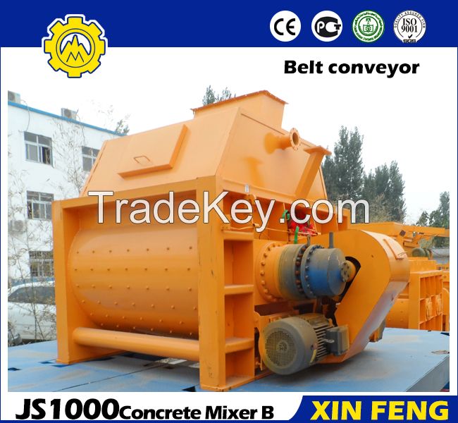 JS1000 Cement mixer with belt conveyor 