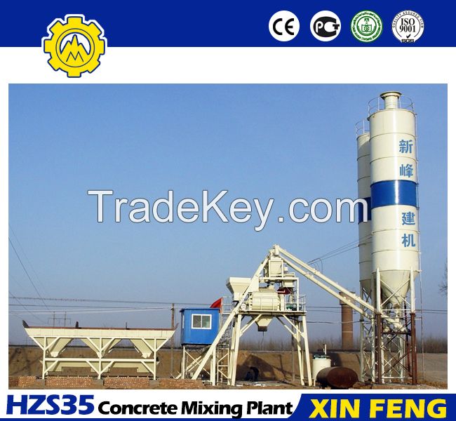 HZS35 concrete mixing plant with skip hoist