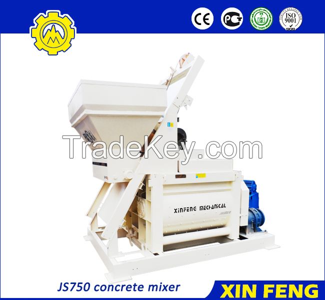 JS750 concrete mixer with skip hoist