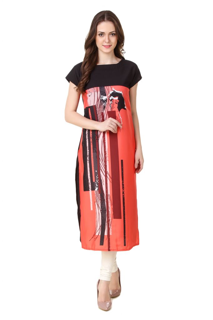 Digital Print crepe fabrics kurti for women and girl