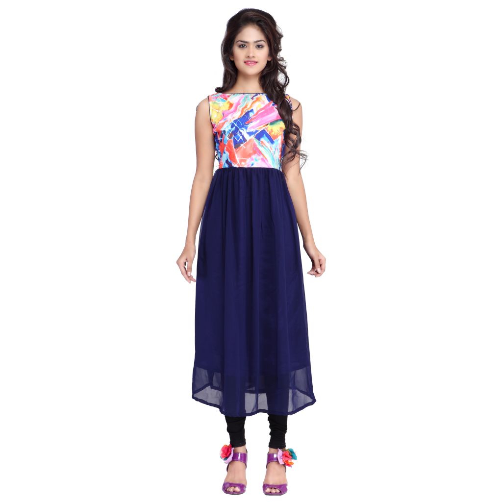 Blue Digital Anarkali kurti for women and girl