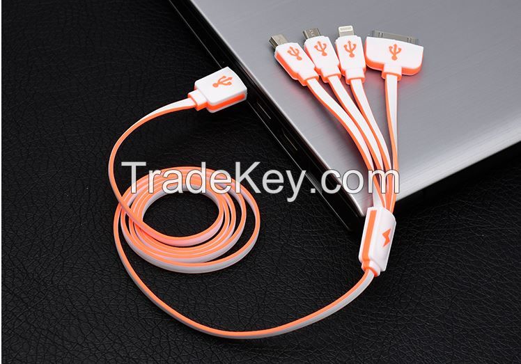 Mobile phone cable USB iphone charging cable cord 4 in 1