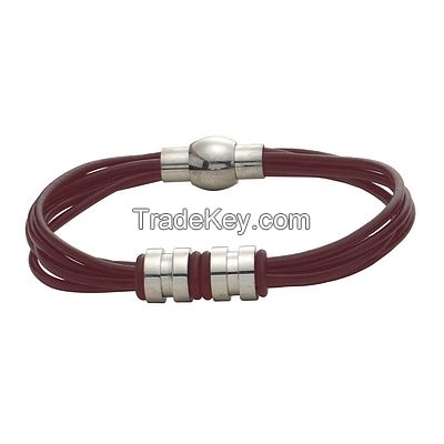 Stainless steel bracelet with leather