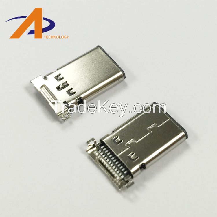 24 contacts 3.1 USB male connector for wire soldering , USB 3.1 C Type male connector, USB 3.1 Super Speed Connector reversible
