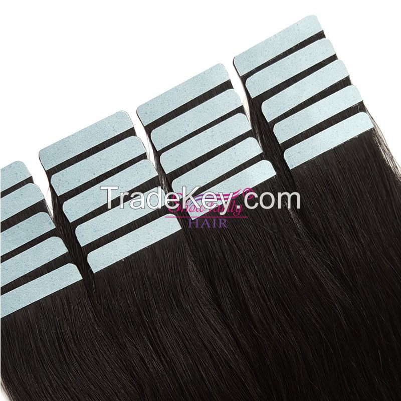 PU Tape In 100%Remy Human Hair Extensions Seamless Skin Weft