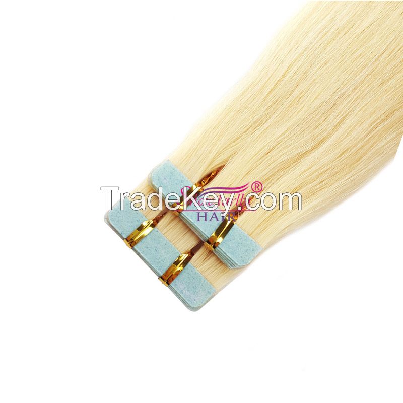 PU Tape In 100%Remy Human Hair Extensions Seamless Skin Weft