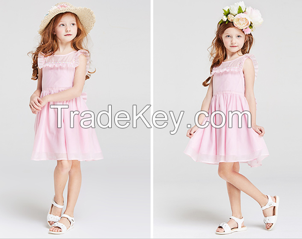 Latest designs medium sleeveless dress  princess girls dresses