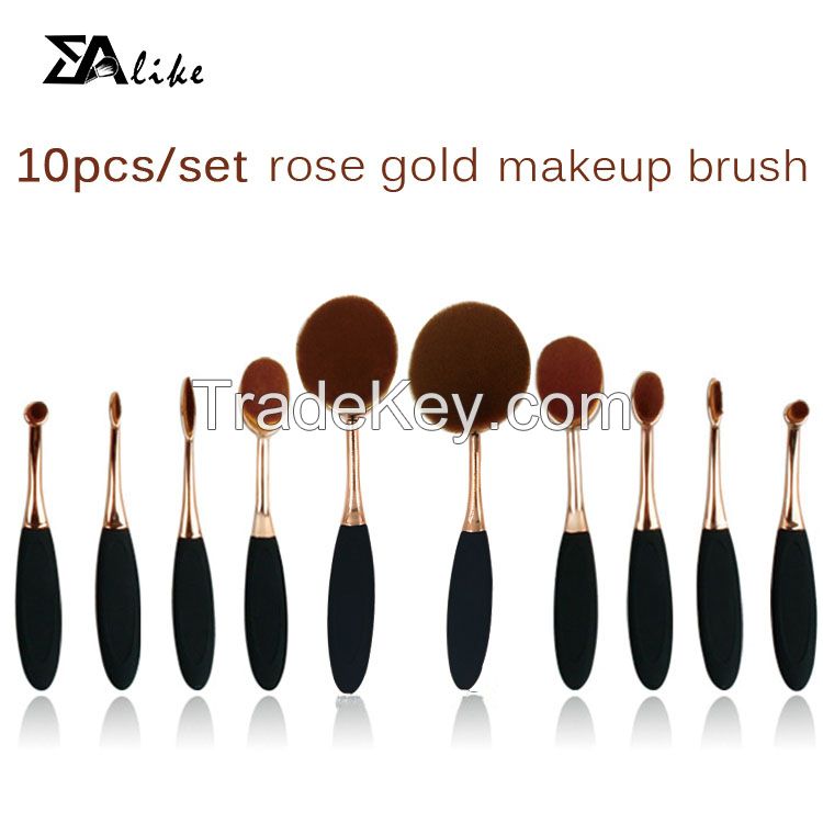 High reliable hot selling foundation brush 10pcs tooth brush oval makeup brush