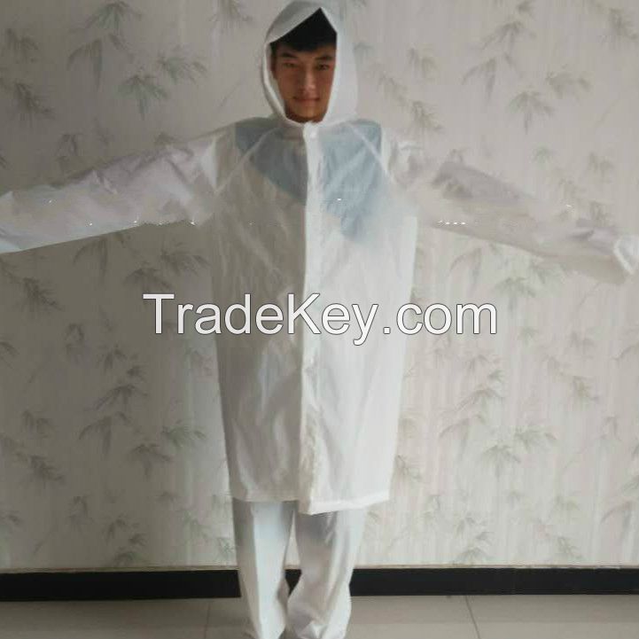 Adult White PEVA Raincoat