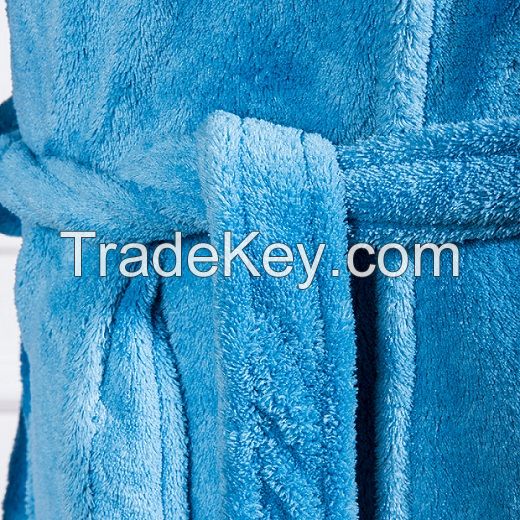 Wholesale super soft microfiber coral fleece women men baby bathrobe f