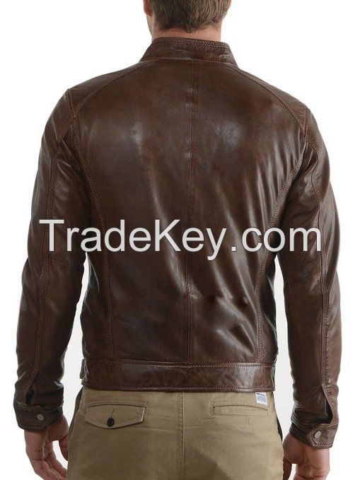 Men's Genuine Lambskin Leather Jacket Black Slim fit Motorcycle jacket