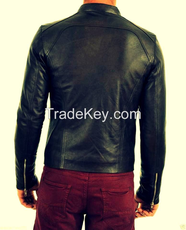 Prime Black Men's Slim Fit Leather Jacket Genuine Lambskin