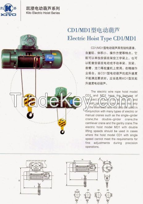 KITO General electric Hoist CD1/MD1 TYPE