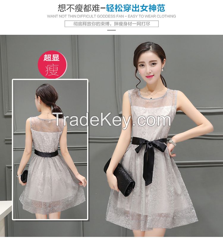 2016 New Summer Dress Lady T-shirt thin slim skirt Korean small fragr