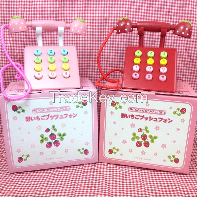 Digital toys for children of old telephone set with wooden simulation