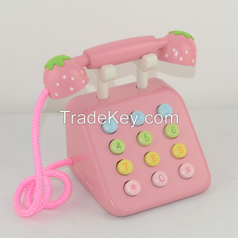 Digital toys for children of old telephone set with wooden simulation