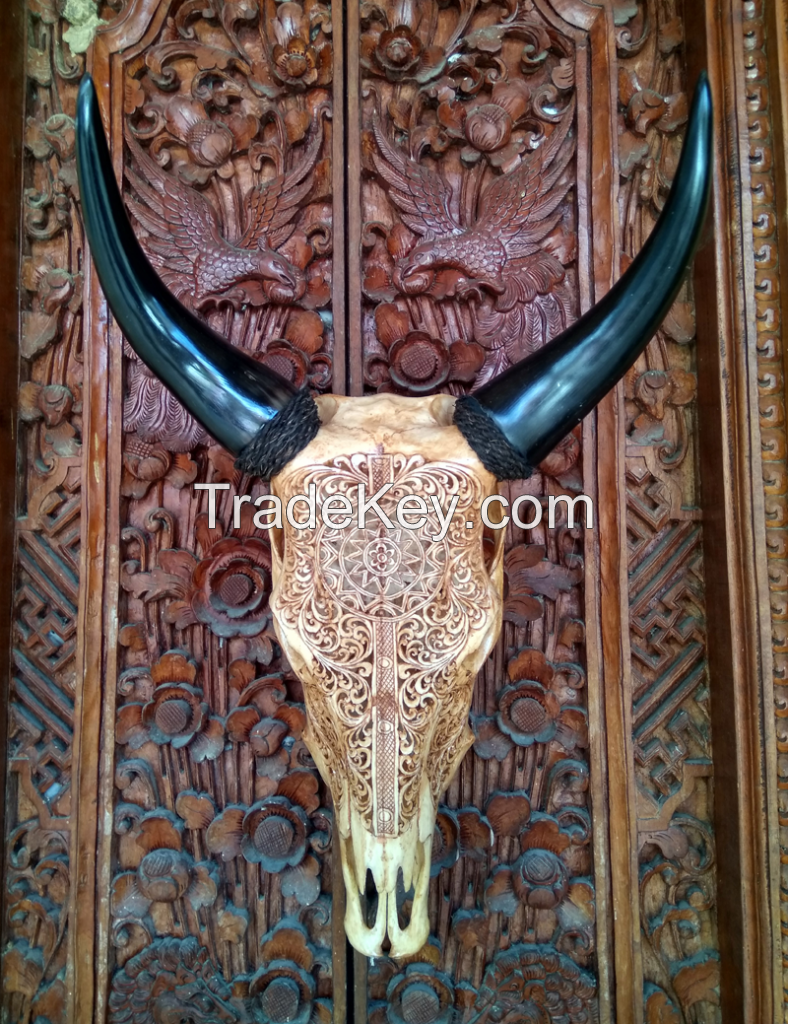 Balinese Hand Carved Cow Skull.