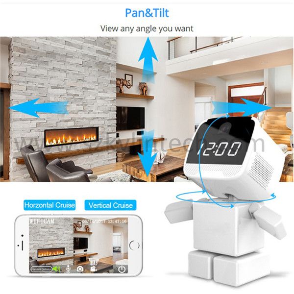 Robot wifi cctv ip wireless camera with alarm clock