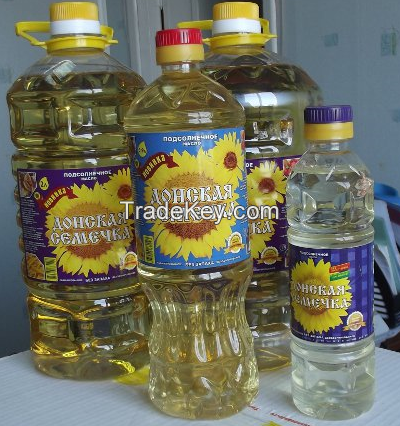 Refined deodorized sunflower oil in polyethylene bottles 1L, 2L, 3L, 5L
