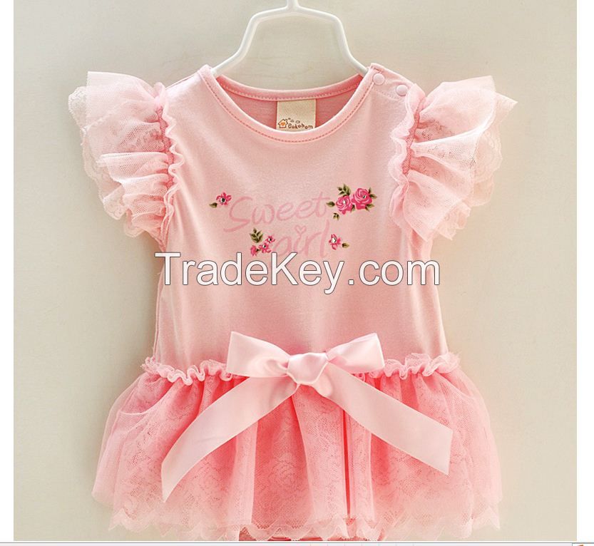 Baby clothing lace Princess triangle Romper Jumpsuit romper suit up fo