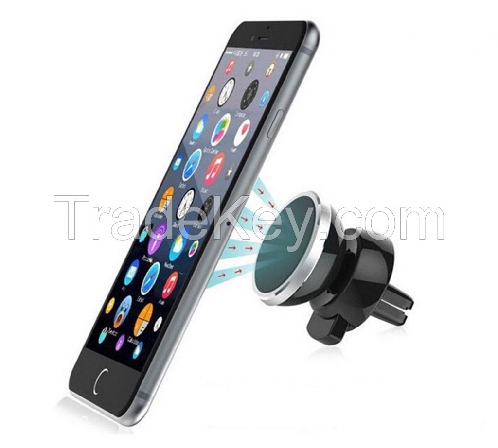 Car Mount,Kmida Universal Air Vent Magnetic Car Mount Holder for iPhone 6S/6, Galaxy S6/S6 Edge, LG G4, Apple iPhone 5S 5C 5 4S, Samsung Galaxy S5 S4, Nexus 5X, HTC M9 (silver) 