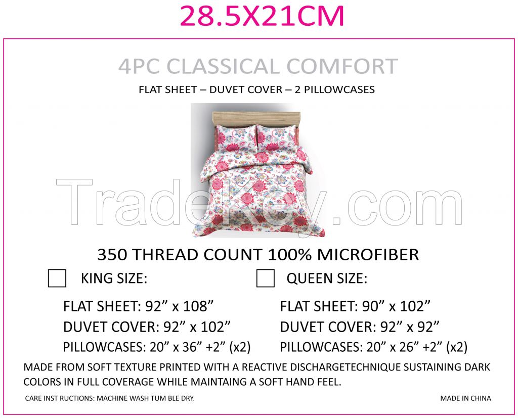 110 GSM microfiber duvet cover(4peices)