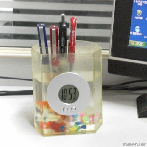 Water Power Clock With Pen Holder