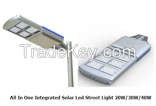 Road Garden 20W/30W/40W/ All In One Integrated Solar Led Street Light Lamp