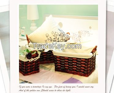 square wicker storage basket with handle