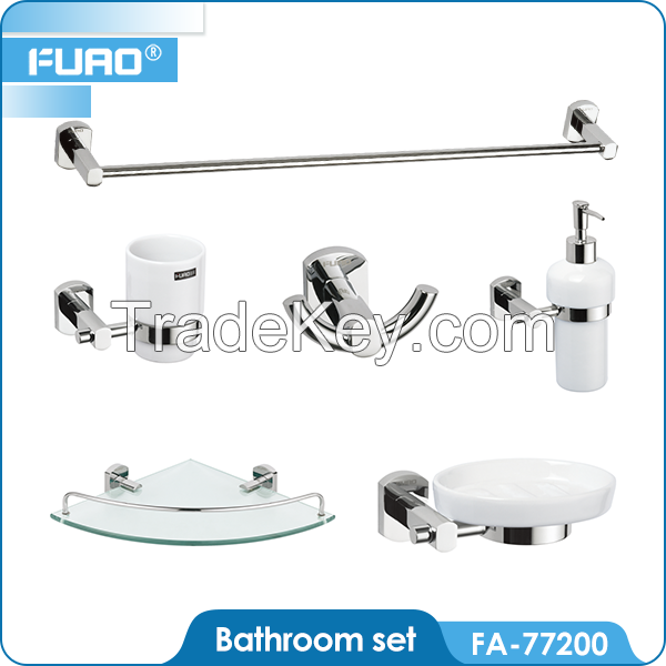 Wall mounted brass chrome bathroom accessory set