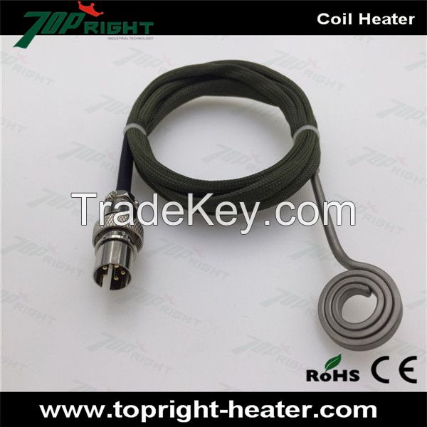 ID 9mm OD26mm 110v 100w  flat coil heater with 1.2meter kevlar sleeve