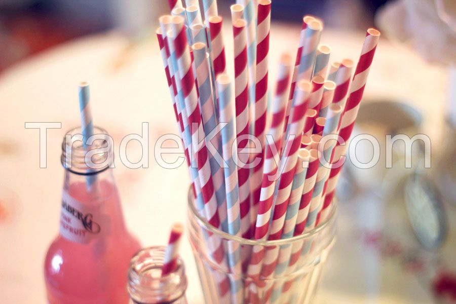 custom printing striped paper straws