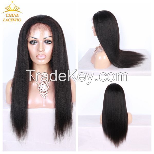 Unprocessed braziiian virgin hair kinky straight full lace wigs