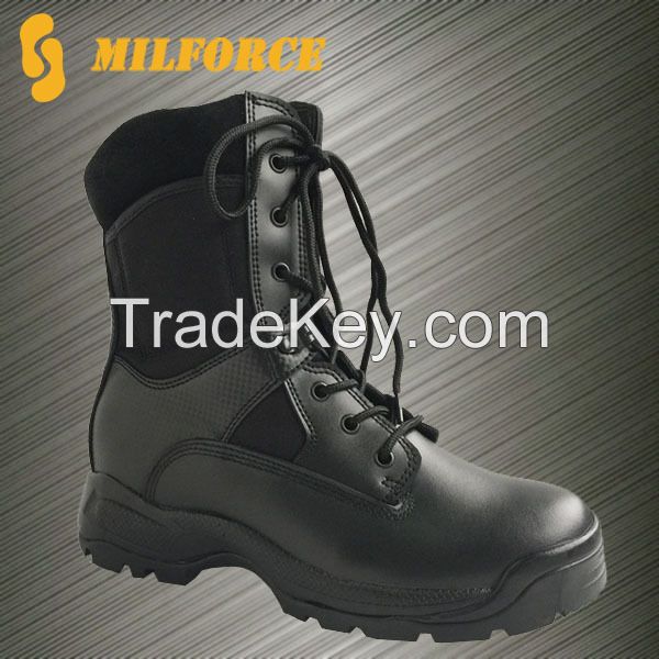 Cow Leather Black Europe Military Police Boots For Army