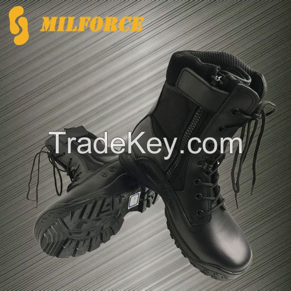 Cow Leather Black Europe Military Police Boots For Army