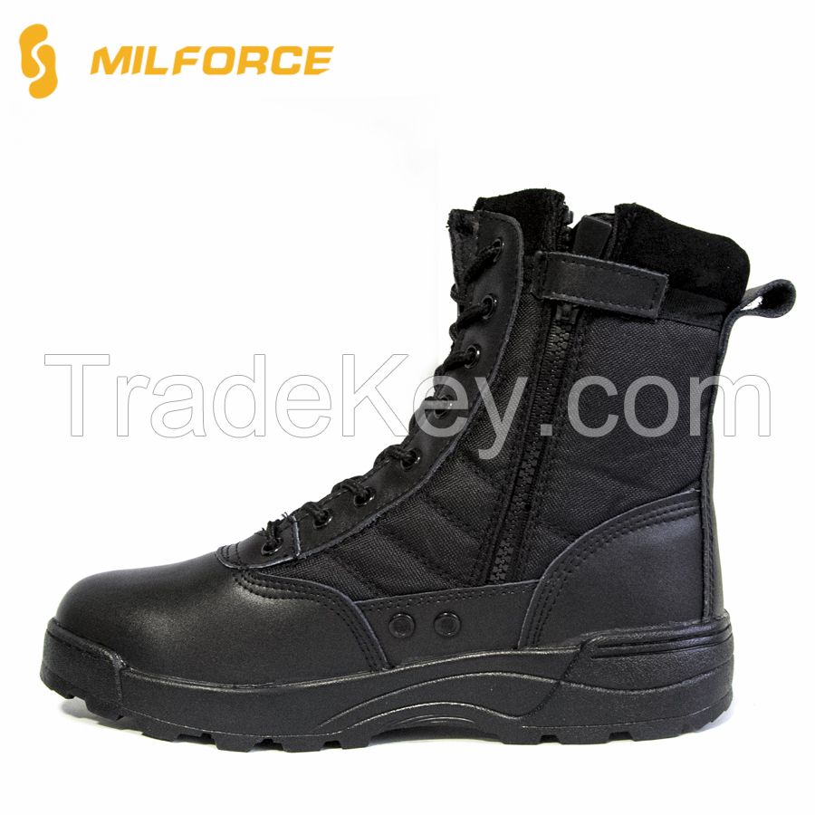 Cow leather black Europe military police boots for army