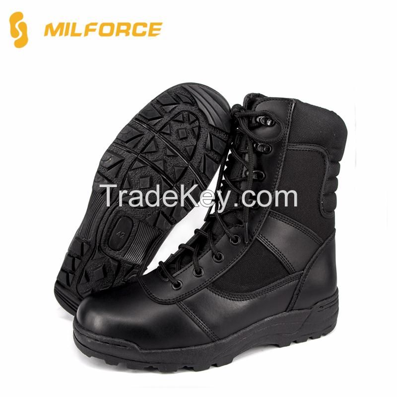 High Quality Black Genuine Leather Military Police Tactical Boot